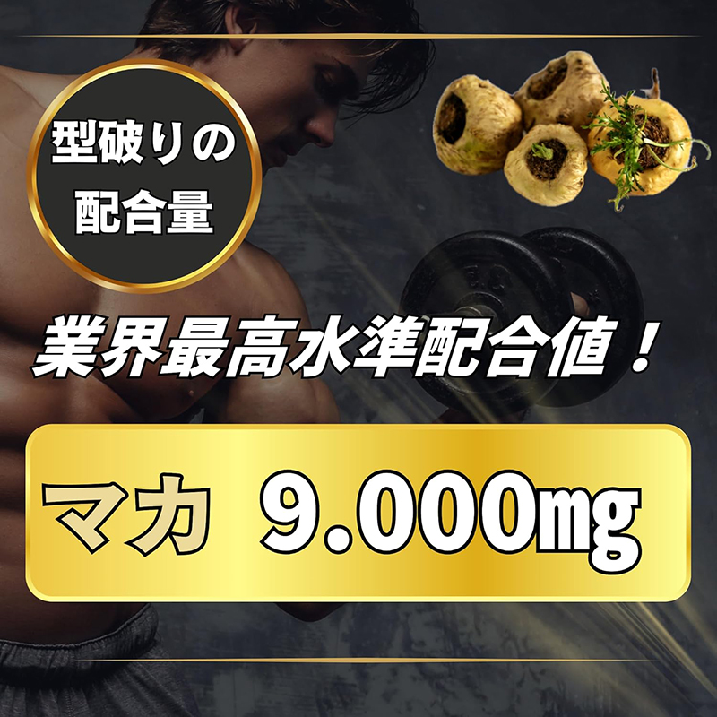 型破りの配合値。業界最高水準配合値。マカ9.000mg